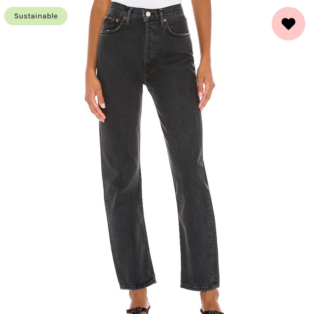 NWOT Agolde '90s' Ripped Thigh Straight Leg Jeans in Black